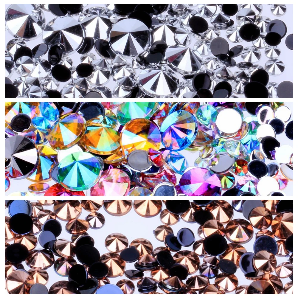 

Acrylic Rhinestones 4mm 5mm 6mm 10mm And Mix Sizes 3 Colors Flatback Pointed Glue On Diamond DIY Backpack Nail Art Decorations