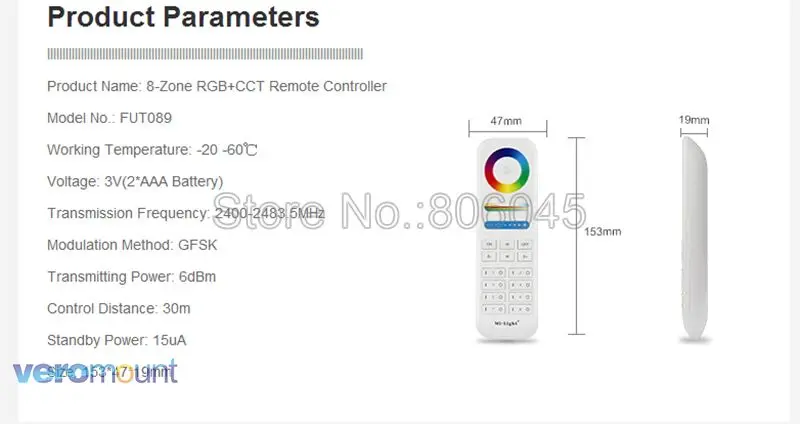 MiLight RL2-48 48W RGB+CCT LED Wall Washer Light IP66 Waterproof AC110V 220V Wireless 2.4G Remote& Smart Phone APP WiFi control