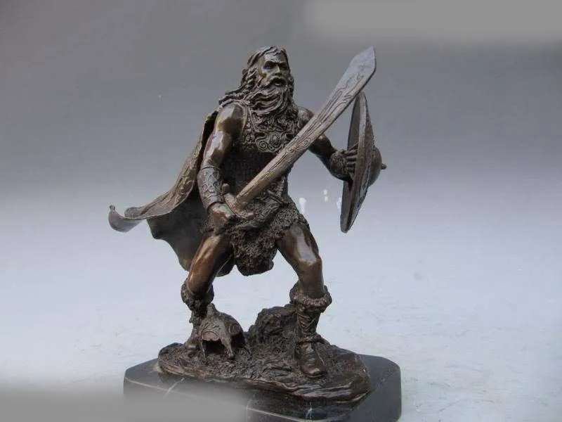 

9"Greece Art Bronze & Marble Sparta warrior Statue AAA