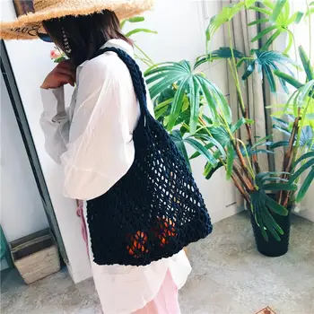 

Bohemia Women's Summer Beach Travel Handbag Straw Weaving Tote Shoulder Bag