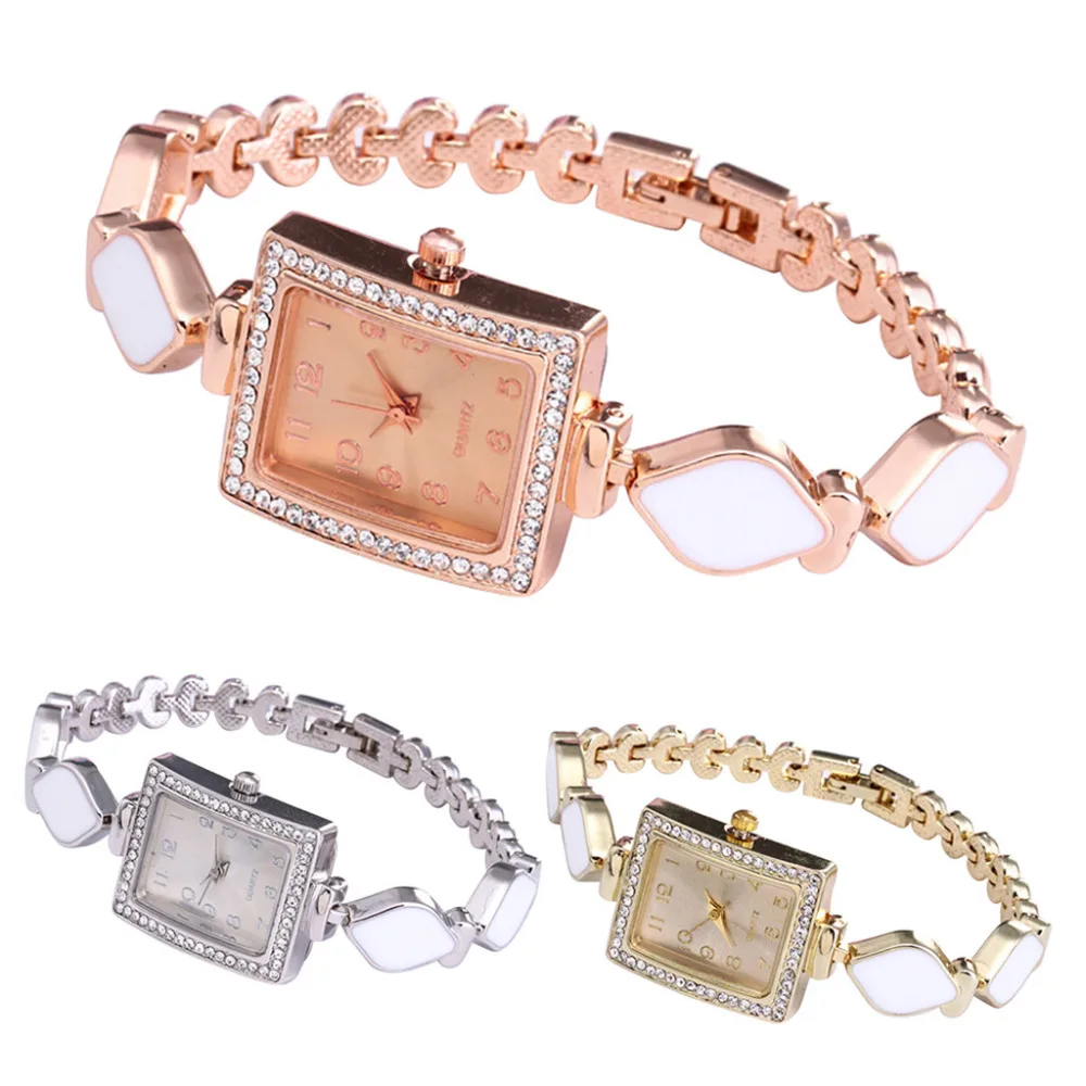 Women Square Full Diamond Bracelet Watch Analog Quartz Wrist Watch ...