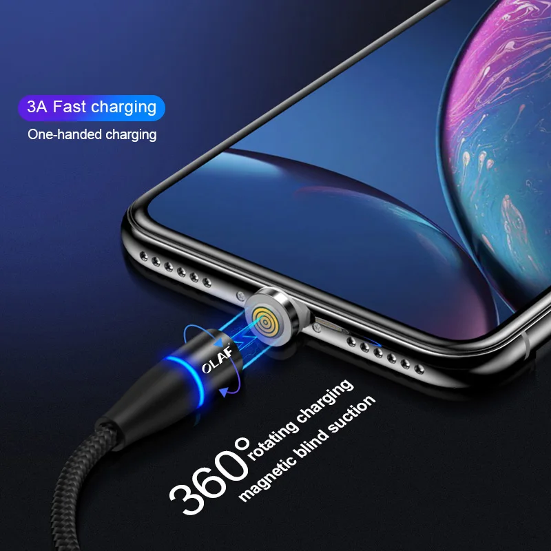 Олаф 3а Быстрая зарядка Магнитный Micro USB Type C кабель зарядное устройство для iPhone 6 7 8 Plus X XR XS Max зарядки мобильного телефона USBC шнур