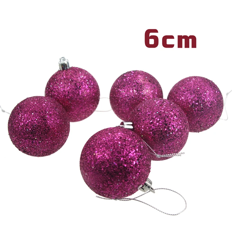 

6 pcs colorful Frosted sticky powder Christmas ball X-mas tree decorations tree hanging decorations for Hotel and Mall windows