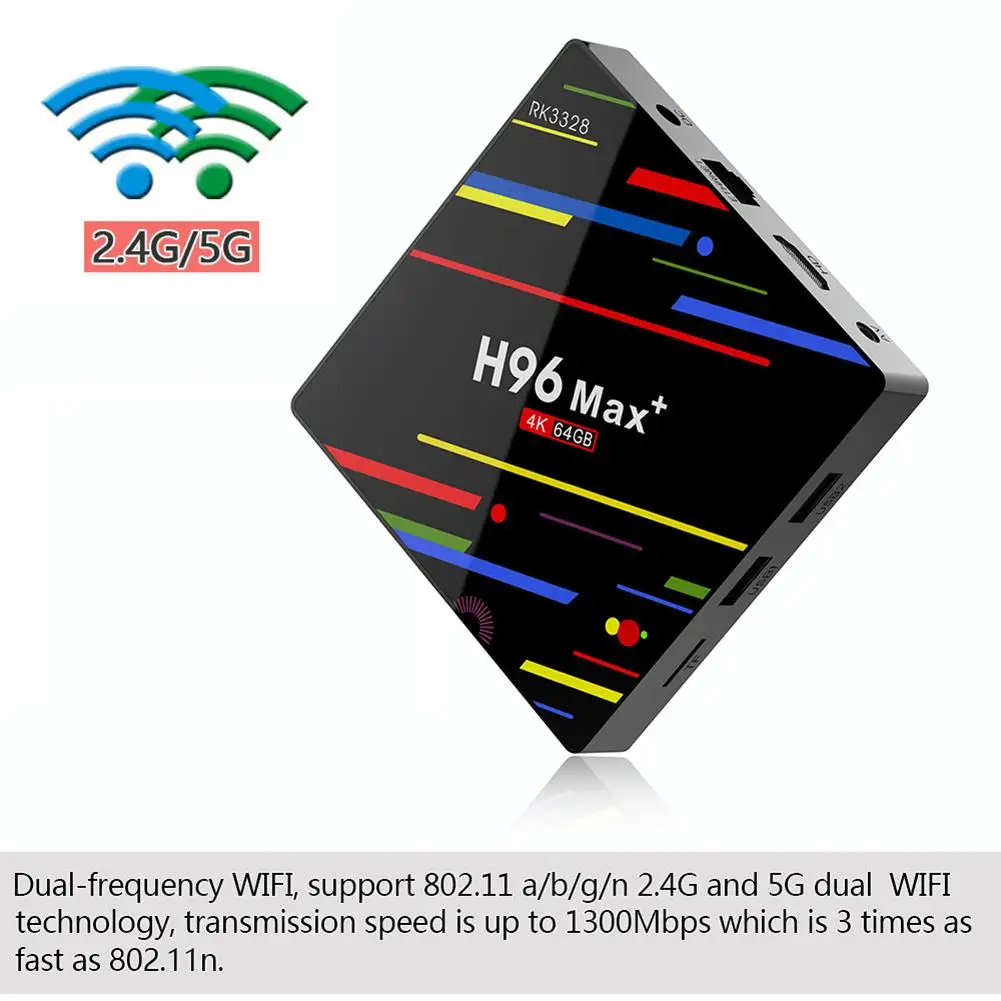 

New H96 Max TV RK3328 Quad Core 4GB DDR3 64G EMMC Smart Set Top Box For Android 8.1