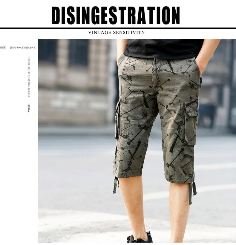 2019 летние камуфляжные шорты мужские повседневные Хип-хоп мужские короткие брюки хлопковые военные шорты Карго мужские большие размеры
