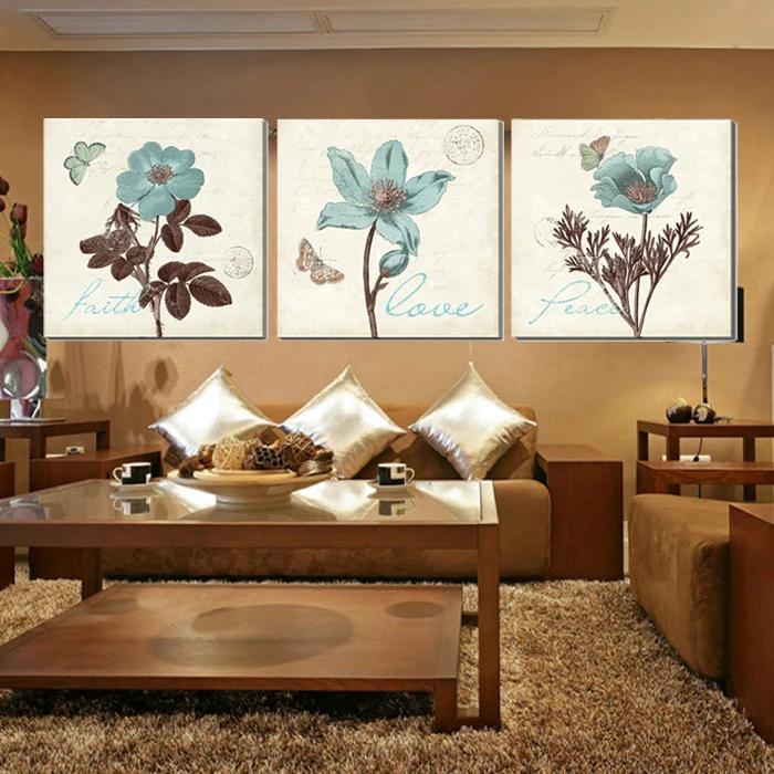 

Unframed Abstract Oil Painting Blue/Purple Flower Modern Painting on Canvas Poster 3Pcs Cuadros Decoracion Modular Wall Painting