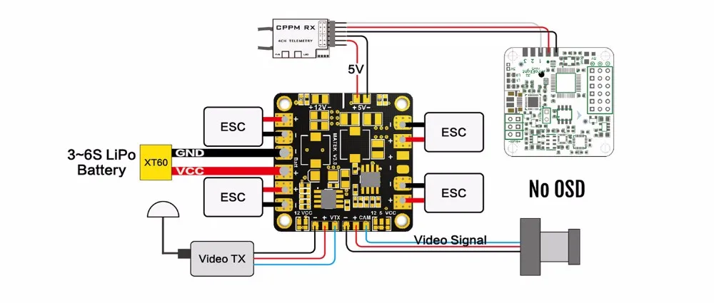 Matek V3.1 мини-концентратор питания распределительная плата PDB с BEC 5 в 12 В для мультикоптера