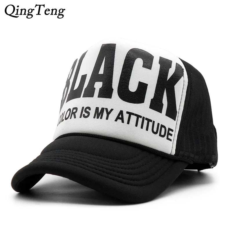 

Black Letters Trucker Caps Summer Breathable Mesh Baseball Cap Adjustable Hip Hop Outdoors Bone For Men Women 2018