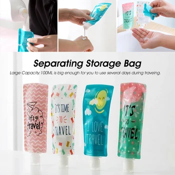 

1pc/4pcs Travel Bag Folding Emulsion Sub-Bag Portable Shower Shampoo Sub Bottle Facial Cleanser Liquid Emulsion Storage Bag