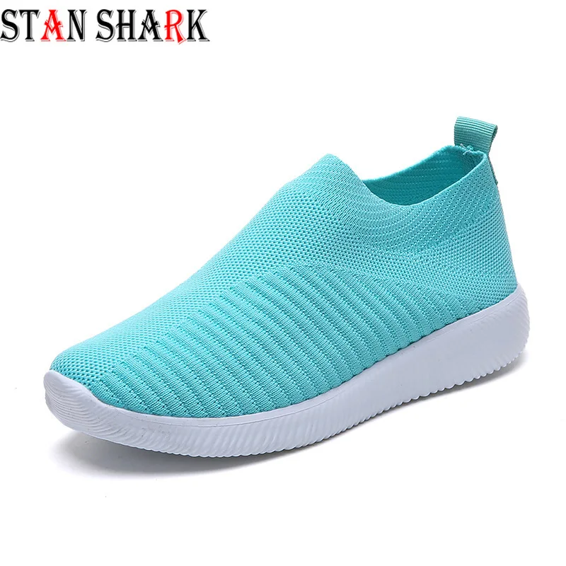 

New Spring Women Sneaker Stretch Knitting Shoes Flats Women's Air Mesh Breathable Casual Sock Shoes Female Plus Size Eur 35-43