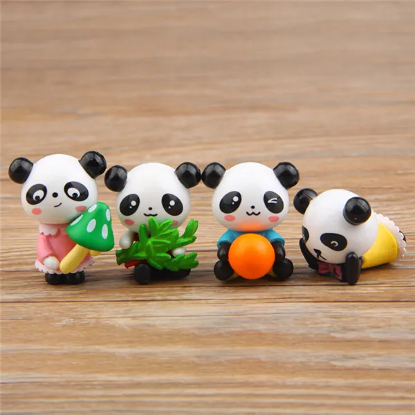 Cute Panda Strawberry Bamboo Mini figures pvc toys 4pcs - 2