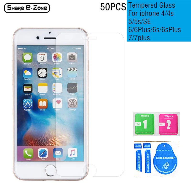imágenes para 50 Unids Shareezone 4S Vidrio Templado Protector de Pantalla para Apple iphone 5 5S 6 6 s 7 plus Premium película protectora pelicula de vidro imágenes para 50 Unids Shareezone 4S Vidrio Templado Protector de Pantalla para Apple iphone 5 5S 6 6 s 7 plus Premium película protectora pelicula de vidro