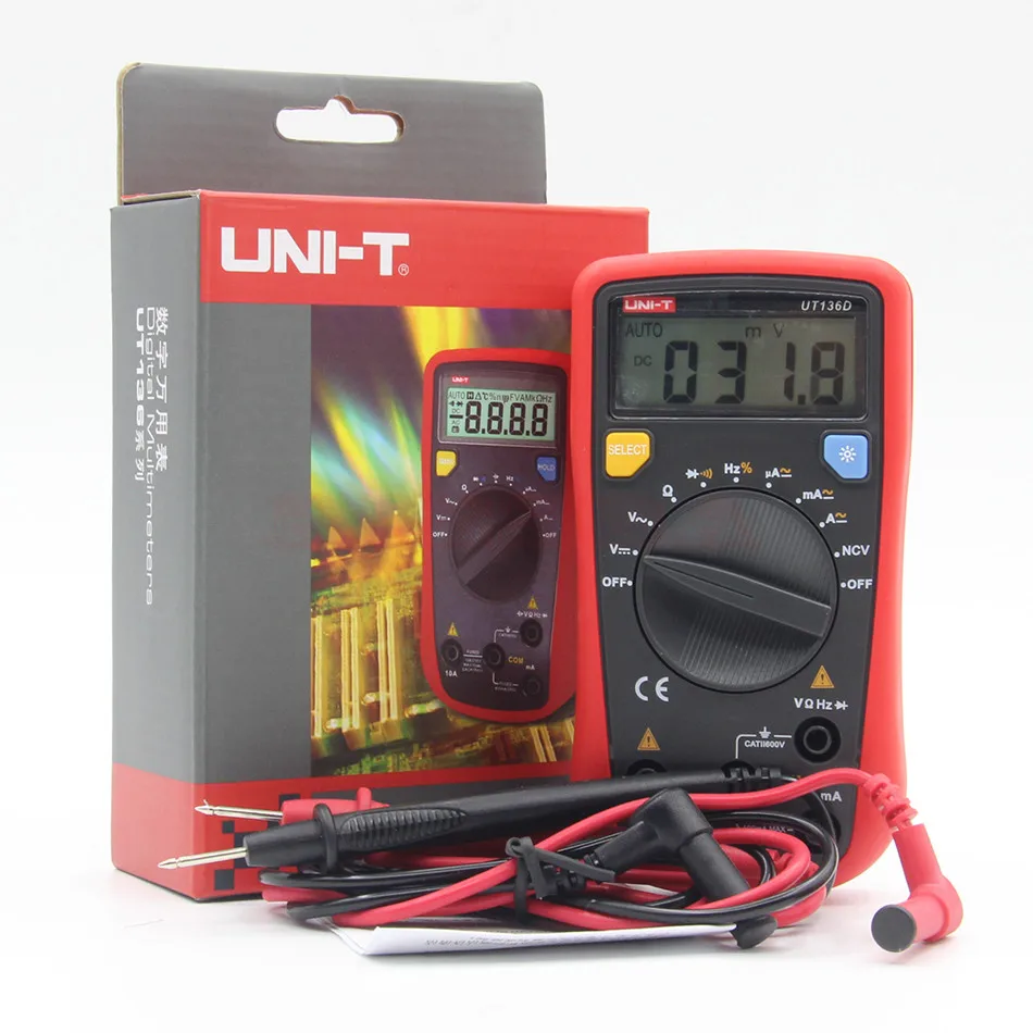 100% Оригинальные UNI-T UT136A UT136B UT136C UT136D Авто Диапазон AC DC Частота сопротивление Тесты