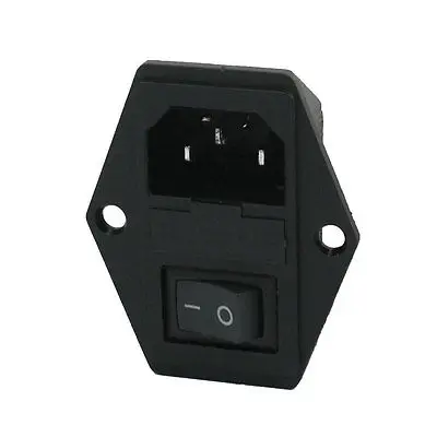 

Black IEC320 C14 Inlet Module Plug Switch Male Power Socket w 2-Pin Switch