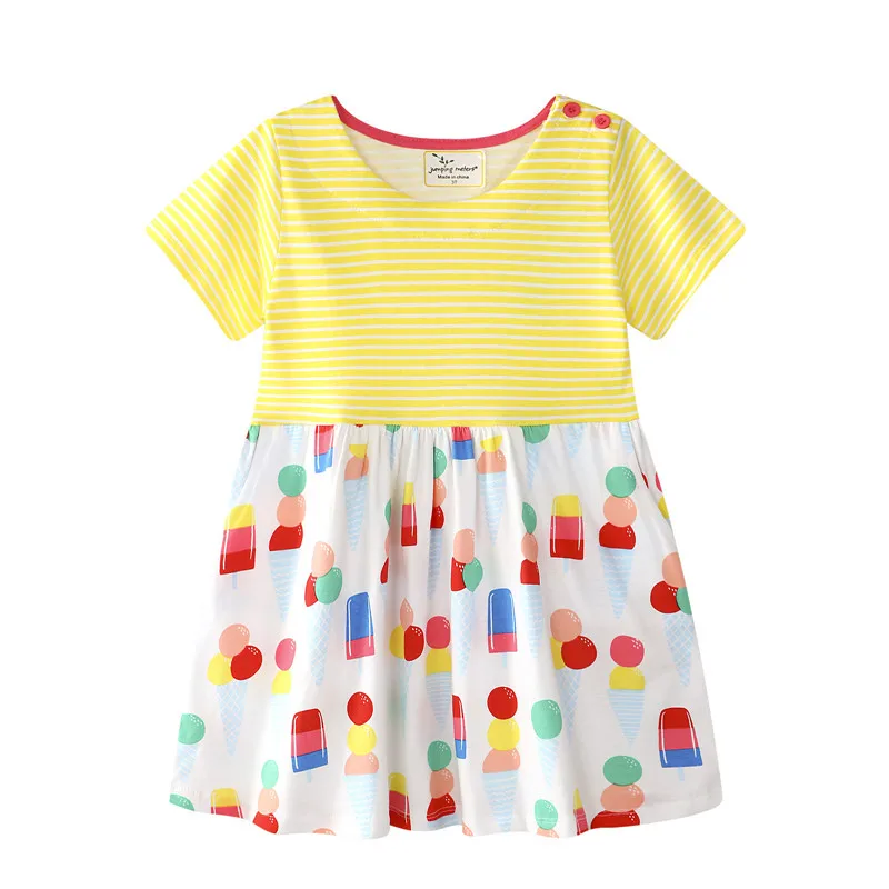 Новое Полосатое платье для маленьких девочек детские летние платья с короткими рукавами прыжки мереры, новинка года, дизайнерская одежда детское платье наивысшего качества