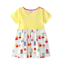 Новое Полосатое платье для маленьких девочек детские летние платья с короткими рукавами прыжки мереры, новинка года, дизайнерская одежда детское платье наивысшего качества