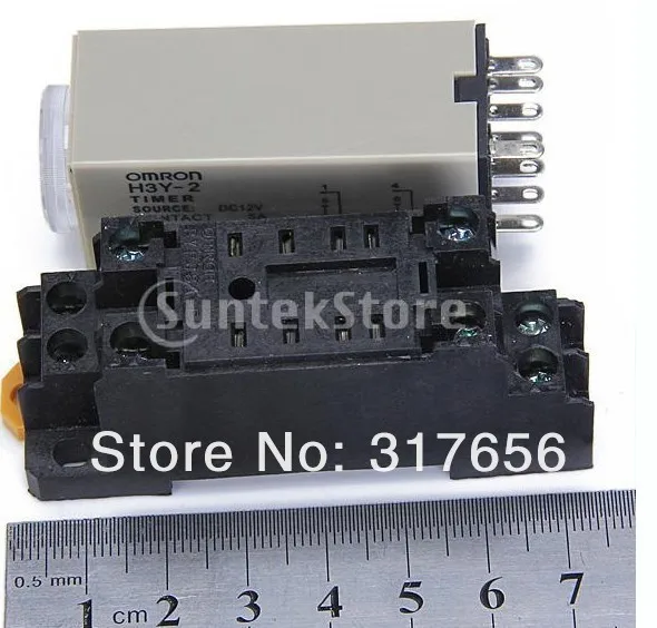 

25pcs/lot,H3Y-2 DC 12V Delay Timer Time Relay 0--60 Minute with H3Y-2 Base