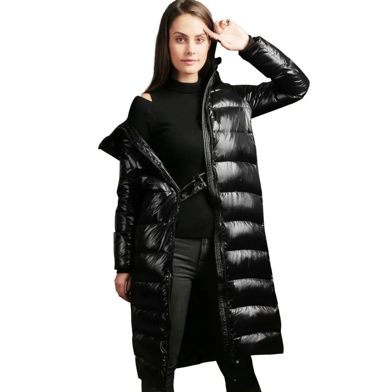 

2019 New White duck down Jacket Women Winter Parka High quality Hooded Black Down jacket Female Thicken warm Long Down coat 2891