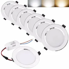 4 шт./компл. светодиодный вниз светильник потолочный светильник ing AC85-265V 3 Вт, 5 Вт, 7 Вт, 9 Вт, 12 Вт, 15 Вт, 18 Вт, супер яркий светодиодный Панель светильник Теплый/Холодный белый/белый