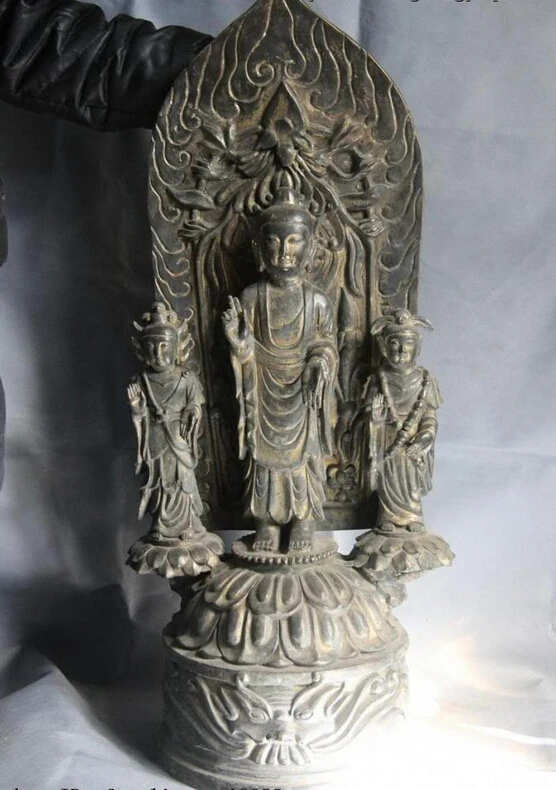 

150401 S0104 Chinese BeiWei Buddhism Temple Copper Bronze Tathagata Sakyamuni Buddha Statue