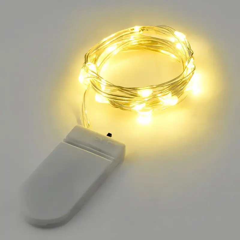 1pcs Copper Led Fairy Lights 2M 20 Leds CR2032 Button Battery Operated LED String Light Xmas