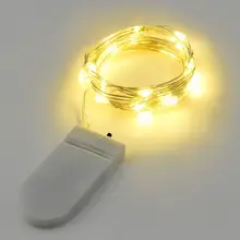 1pcs Copper Led Fairy Lights 2M 20 Leds CR2032 Button Battery Operated LED String Light Xmas Wedding party Decoration