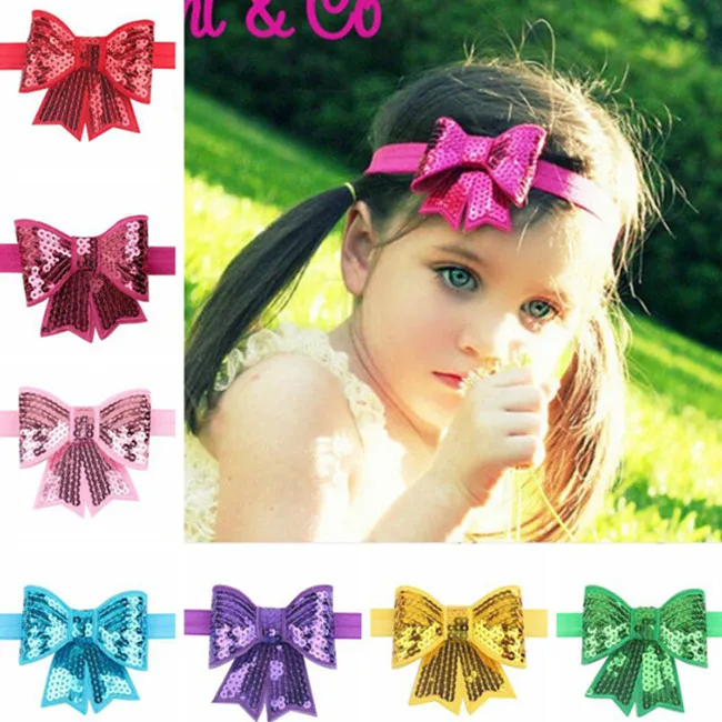 

glitter baby girl headband sequins hair head bands ornament accessories for girls kid children's hair ornaments headwear bows