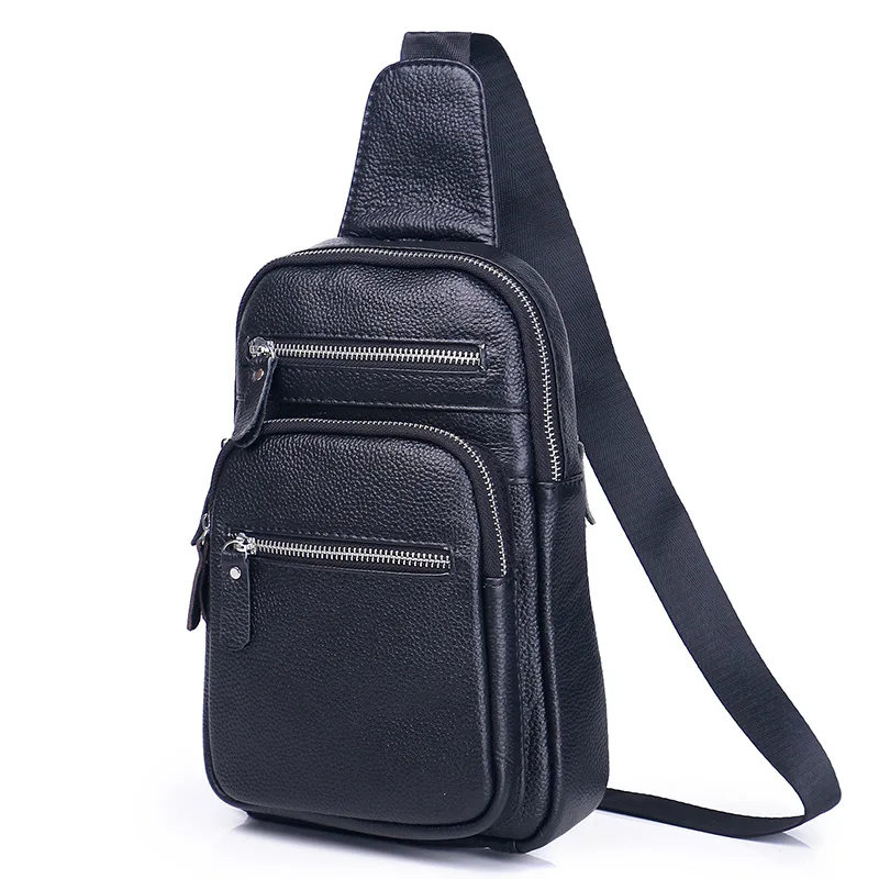 

2019 New Fashion Men Waist Packs 100% Cow Genuine Leather Casual Chest Pack Boy Luxury Brand Design Chest Package Shoulder Bag