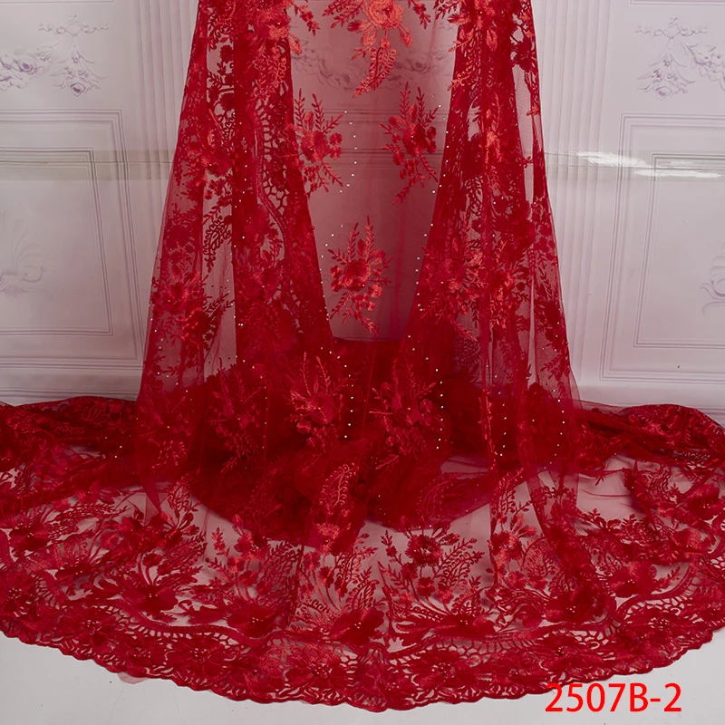 

Popular Fashion French Net Mesh Fancy Embroidered Lace Fabric For Party Dress African Net Lace Fabric QF2507B-4