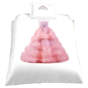 

Children's Bedding Set,Pink Princess Dress and Crown for Girls Duvet Cover with Pillowcase,Kids Birthday Gift Home Bedroom Decor