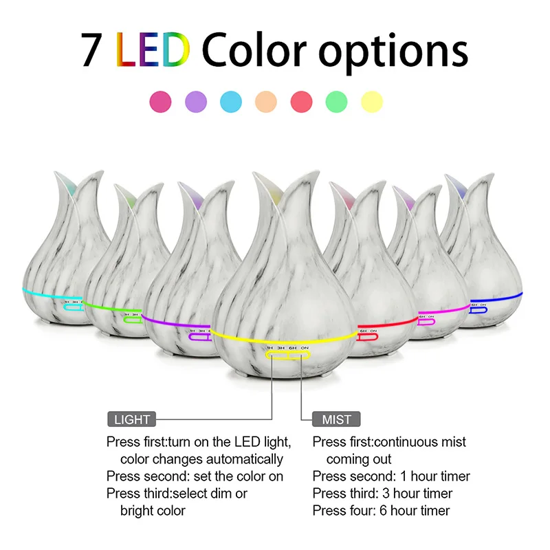 Buy 400ml Aroma Diffuser Essential Oil Air Pupifier Ultrasonic Air Humidifier with 7 Color Changing LED Lights for Home or Office