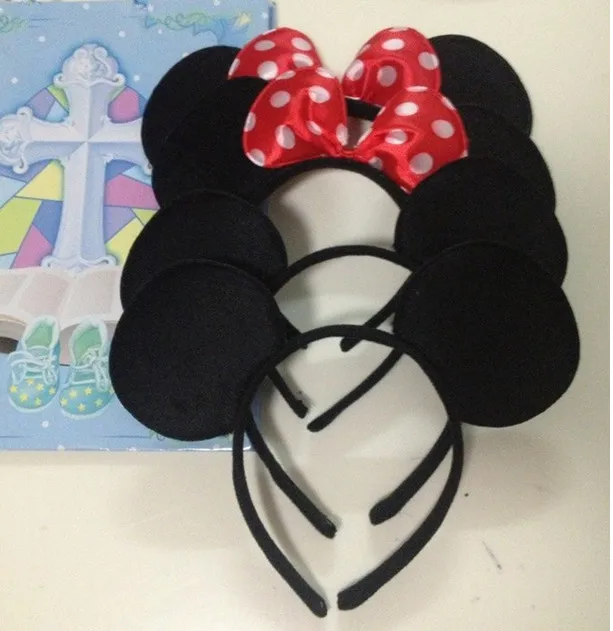 

12pcs/Lot Minnie Mouse headband Children party Minnie Mouse Ears Baby Hair Accessories Red Bow kid birthday Girl Headwear