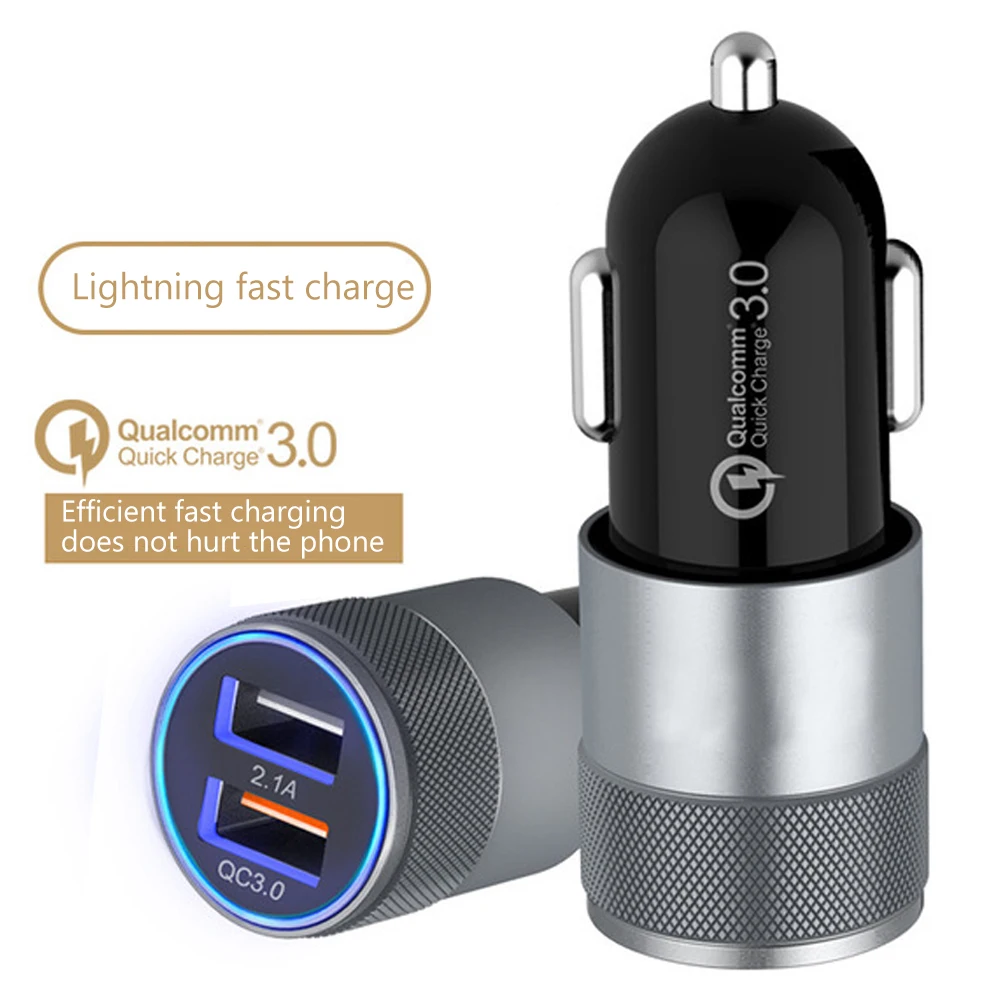 

Dual usb Car Ccharger Adapter QC3.1A usb fast charger Metal car charger Suitable for smartphone tablets fast charger