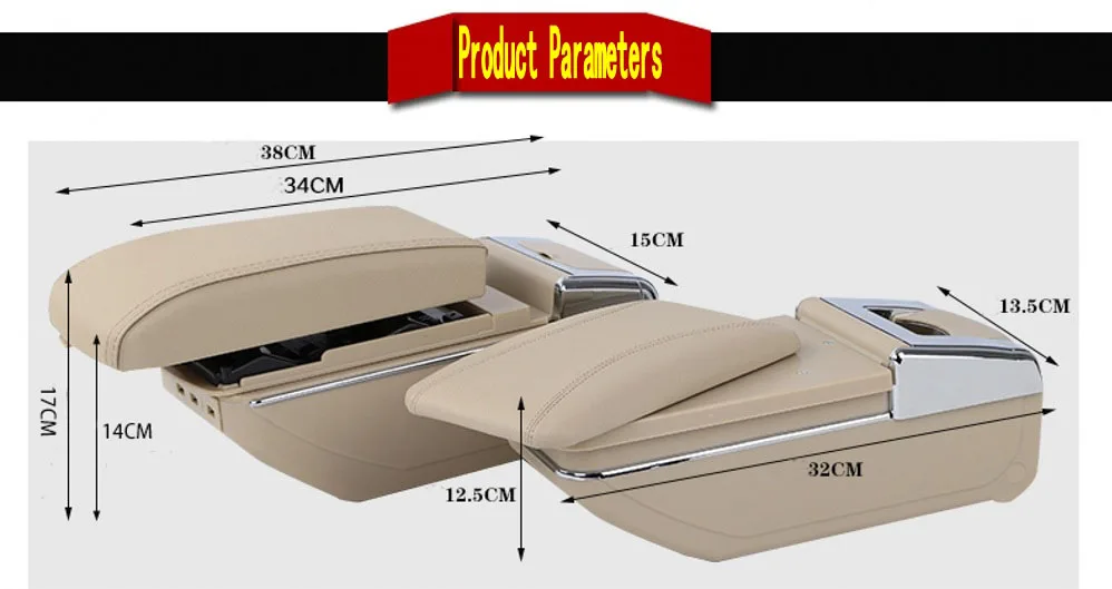 For Ford Focus Armrest Box Focus 3 armrest Box Universal Car Central Armrest Storage cup holder ashtray modification accessories