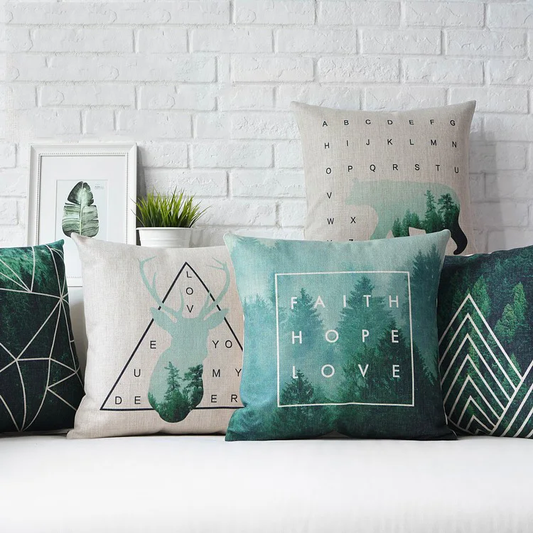 Nordic Style Cushion Cover Home Decor Deer Green Decorative Pillows New Teal Green Decorative Pillows Nordic Style Cushion Cover Home Decor Deer Green Decorative Pillows New Teal Green Decorative Pillows