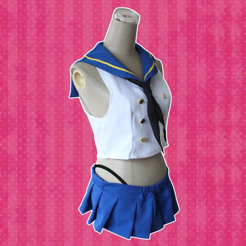 Coshome Kantai Collection Shimakaze Cosplay Costumes Sailor Mini Skirt Women Girls Uniforms  Full Clothing Set For Comic-Con (4)