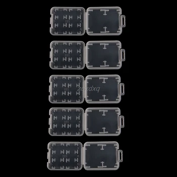 

5PCS Plastic Transparent Standard 8 in 1 Memory Card Storage Case Whosale&Dropship