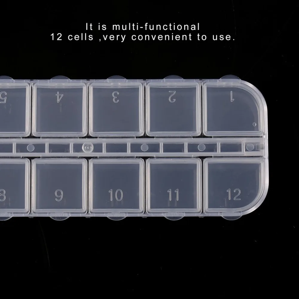 12/28 сетки отсек прозрачный медицина коробка ювелирных изделий упаковка Пластик съемный ящик для ногтей, для маникюра, Для Хранения Чехол