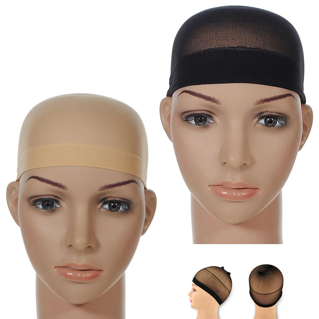 High-Elastic Cloth Hair Mesh Wig Cap Hair Wig Nets Liner Hairnet Wig Cap Stretchable Wig Net Cap Hair Styling Tools 2Pcs