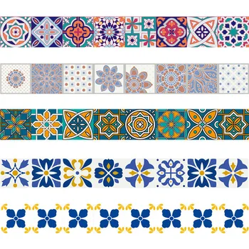 

High-end Colored 3D Self-adhesive Wall Sticker Flower Pattern Simulated European Floor Tile Sticker Home Decoration DIY Mural