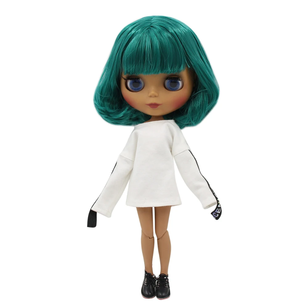 

1/6 ICY Nude Factory Blyth doll Black Matte face Joint body Green hair.No.BL1206