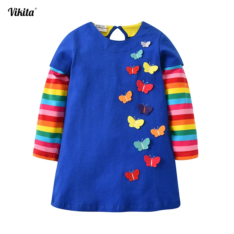 VIKITA/Новое поступление; детское платье для девочек с радугой и бабочкой; детское платье с героями мультфильмов для маленьких девочек; праздничное платье принцессы; От 2 до 8 лет