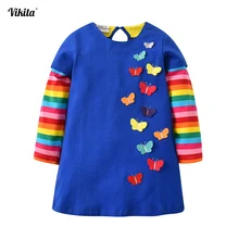 VIKITA/Новое поступление; детское платье для девочек с радугой и бабочкой; детское платье с героями мультфильмов для маленьких девочек; праздничное платье принцессы; От 2 до 8 лет