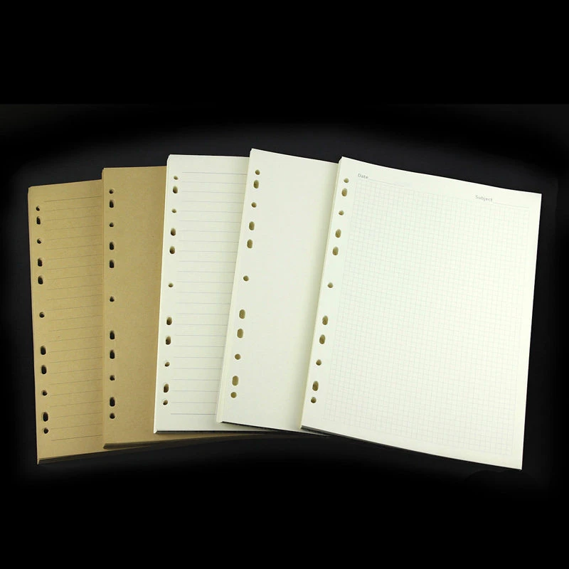 A6 17cm 6 Holes Cover Round Ring Binder File Folder Monthly Plan Refill Paper, A5 Refill Paper for A5 21cm