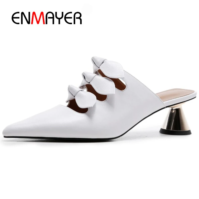 

ENMAYER Summer Shoes Woman Golden White Shoes Charms Ship-on Sandals High Heels Sexy Sandals Pumps Dating Party Shallow Shoes