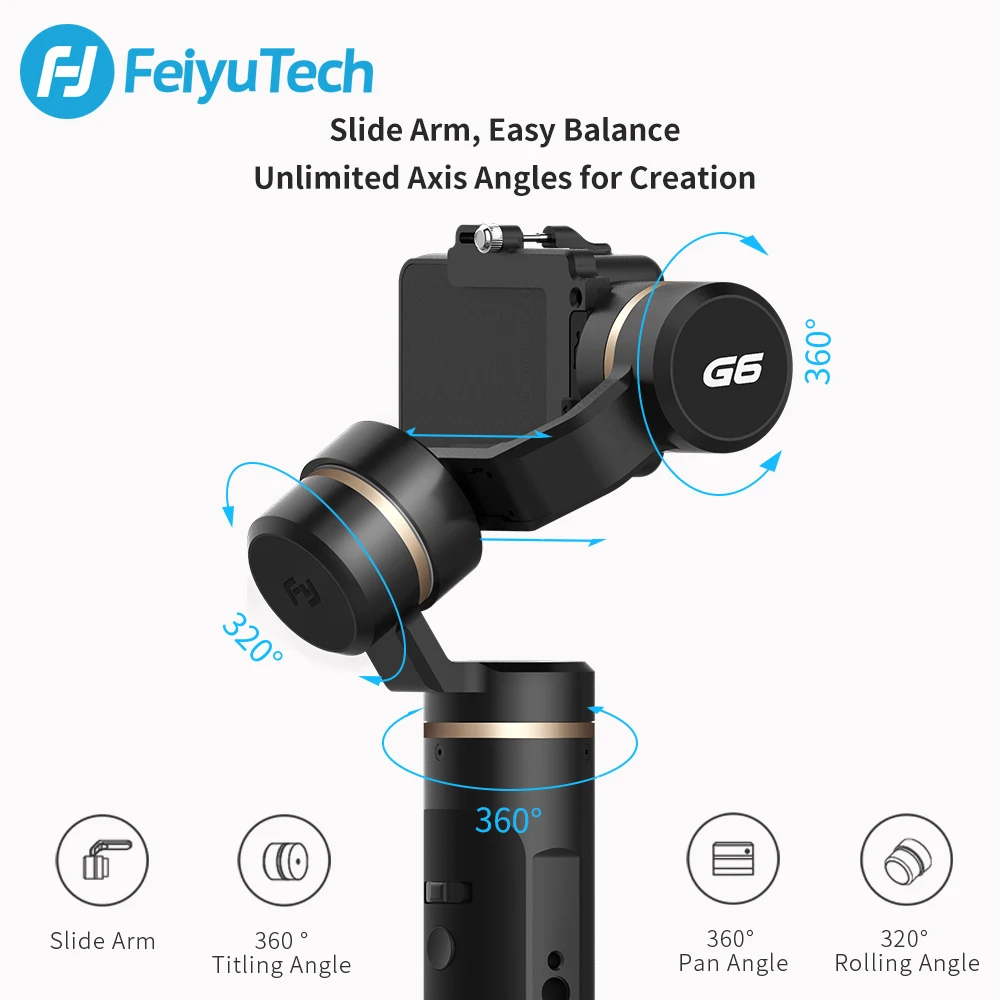 FeiyuTech Feiyu G6 3-Axis cámara de acción de mano cardán estabilizador pantalla OLED para Gopro Hero 7 6 5 Sony RX0 Yi cam 4K - 2