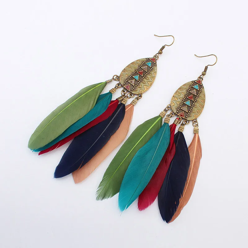Summer Style Elegant Bohemian Vintage Feather Dangle Earring