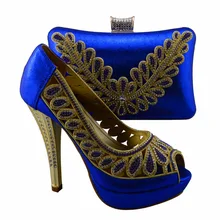 1308 L71 Royal Blue Wonderful design Italian style shoes matching bags series Nice lady shoes and