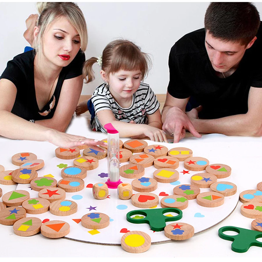 

Wooden Shape Matching Game Detective learning educational toy Memory Pair Puzzle toys parent-child interactive games