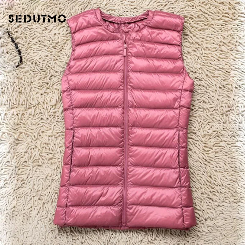 

SEDUTMO Winter Ultra Light Duck Womens Down Jackets Plus Size 3XL Vest Down Doat Short Puffer Jacket O-neck Waistcoat ED055